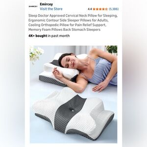 NIP Cervical Neck Pillow Ergonomic Orthopedic Cooling Neck Pain Relief Grey